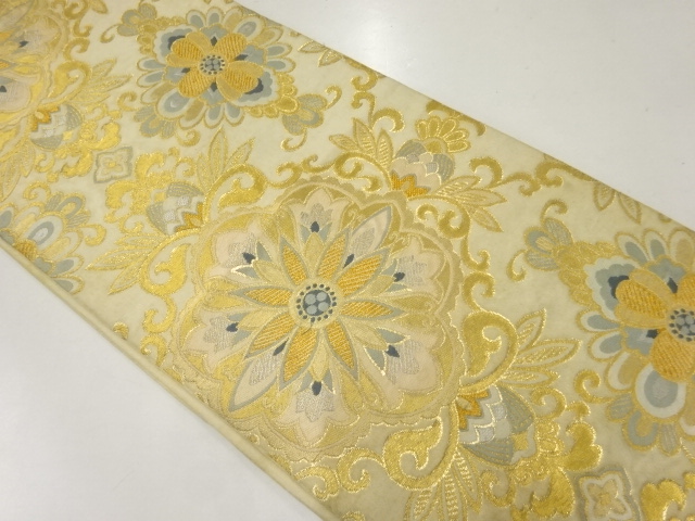 アンティーク　花唐草模様織出し袋帯（材料）